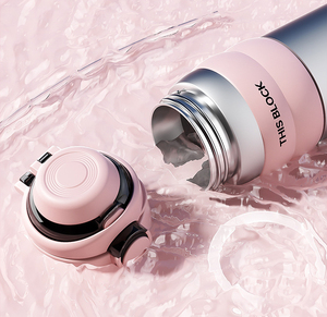 Bouteille d'eau isotherme double boisson 550 ml en acier inoxydable 316, base en acier inoxydable 304, thermos portable à couvercle rabattable avec poignée, logo personnalisé - Product Image 6
