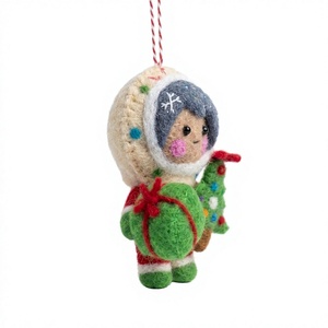 El Mejor Adorno Navideño de Fieltro Hecho a Mano en el Himalaya, 100% Lana Certificada, Muñeco Decorativo para Árbol, Soporte de Montaje, Estilo Tradicional, Comercio Justo - Product Image 2