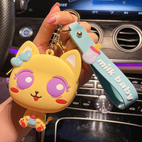 Mini dessin animé en caoutchouc écologique mignon bébé porte-monnaie porte-clés exquis Couple sac pendentif en alliage de Zinc impression numérique écouteur