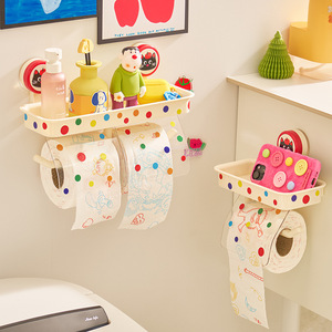 Dopamine Suction Cup Tissue Holder No Drill Wall Mounted Toilet Paper Storage Rack Multipurpose Rectangular Design - Product Image 1