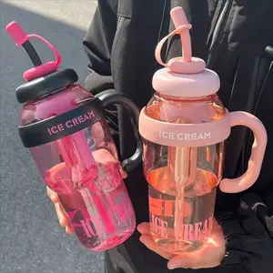 Hot Selling Products 2024 Amazon 40oz Time Scale Reminder Outdoor Sports Kids School Ice Cream Water Bottle With Handle