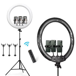 <span class=keywords><strong>Lampe</strong></span> annulaire professionnelle en plastique de 21 pouces, température de couleur réglable, télécommande pour salon de beauté, selfie, photographie - Product Image 4