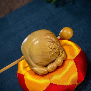 Loto di bosso 6cm in legno massello intagliato scultura in legno pesce strumento di meditazione a percussione - Product Image 3