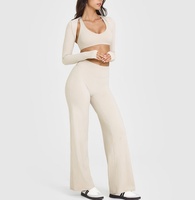 Logo personnalisé taille haute entraînement Fitness droite jambe large pantalon pour les femmes étendu Flare Yoga Leggings