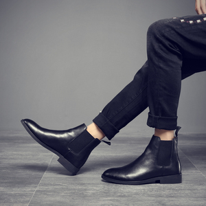 <span class=keywords><strong>Botas</strong></span> <span class=keywords><strong>Chelsea</strong></span> de Piel Negra para <span class=keywords><strong>Hombre</strong></span>, <span class=keywords><strong>Botas</strong></span> Clásicas de Estilo Británico, Venta al por Mayor OEM ODM Otoño Invierno - Product Image 2