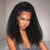 Queue de cheval MegaLook 250% Super Dense Water Wave/Afro Kinky Curly en cheveux humains avec cordon de serrage invisible