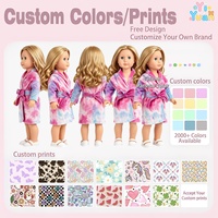 Gaun Mandi Plush Tie Dye OEM untuk Boneka 18 inci, Pakaian Tidur Boneka 18 inci Desain Kustom Produsen Grosir Pakaian Boneka