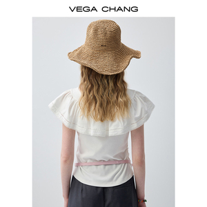 <span class=keywords><strong>Camiseta</strong></span> Casual Ajustada para Mujer VEGA CHANG, <span class=keywords><strong>Blanca</strong></span>, con Hombros Descubiertos, Adorno de Encaje con Volantes y Manga Corta - Product Image 6