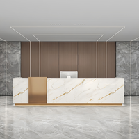 Bureau d'accueil personnalisé de luxe en acier inoxydable et peint, comptoir de consultation pour entreprise, salon de beauté, salon de manucure, caisse