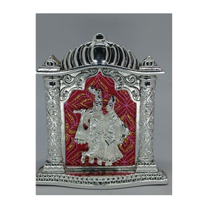 Statue d'idole en métal de seigneur traditionnel Lakshmi et Ganesha pour le décor de temple à la maison Sculpture religieuse hindoue parfaite pour la salle de puja - Product Image 5