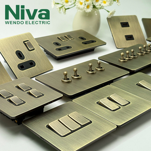 Niva Electrical Wall <strong>Switch</strong> <strong>Push</strong> <strong>Button</strong> Light <strong>Switches</strong> and Sockets UK Standard <strong>4</strong> Gang 2 Way 146type Stainless Steel Pane - Product Image 1