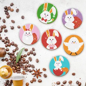 Factory Direct Rabbit Series DIY Diamond Painting Art Coaster Sets For Kids And Adults Cross Stitch Diamond Art Coaster Kits