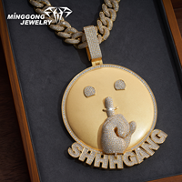 Pendentif personnalisé en moissanite plaqué or argent 10K/18K/22K, style Hip Hop, design emoji Shutup, bijoux fins pour rappeurs
