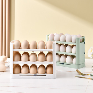 Egg Storage Rack Stackable 3 Tier Freshness Preservation Fridge Organizer White And Green - Product Image 3