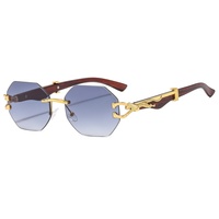 Nouveau à la mode unisexe UV400 lunettes de soleil en métal or sans monture carré léopard lunettes décoratives diamant coupe lunettes de soleil