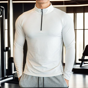 Nouvelle arrivée chemise de sport <span class=keywords><strong>avec</strong></span> logo personnalisé vêtements de sport de course à pied de golf hauts à manches longues <span class=keywords><strong>avec</strong></span> fermeture éclair au quart 1/4 survêtements athlétiques de fitness - Product Image 1