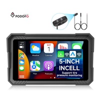Podofo Écran intelligent pour moto 5 pouces, navigation GPS sans fil CarPlay Android Auto, dispositif TPMS avec bouton physique pour les livreurs