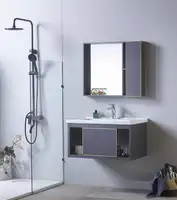 Навесной туалетный шкаф из алюминия с умывальником.