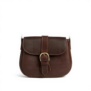 Bolso Bandolera de Cuero Genuino Marrón Oscuro para Mujer, Bolso Cruzado Vintage con una Sola Correa, Cierre de Cremallera, Resistente al Agua, Bonito y Pequeño, Ideal para Regalo - Product Image 1