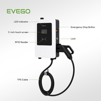 EVEGO Nuevo Cargador Rápido de CC para Vehículos Eléctricos de 7kW Monofásico con LED RGB, Certificado CCS1 CE, Ocpp 2.0.1, Estación de Carga Comercial para Coches Eléctricos