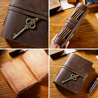 Cahier de croquis en cuir de vachette A5 fait à la main original journal intime en cuir véritable couverture rigide cahier universel d'affaires créatif