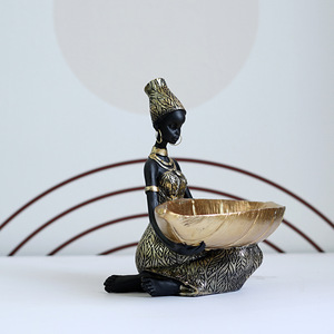 Sculpture en résine <span class=keywords><strong>de</strong></span> femmes noires africaines, assiette à fruits, ornements religieux <span class=keywords><strong>de</strong></span> style thaïlandais, rangement <span class=keywords><strong>de</strong></span> bureau, décoration <span class=keywords><strong>de</strong></span> fête d'anniversaire - Product Image 3