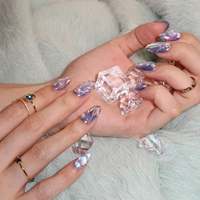 Ongles en acrylique à presser, motif sirène bleu-violet, spirale 3D, coquillage en relief, cœur perlé, personnalisables pour séances photo et fêtes
