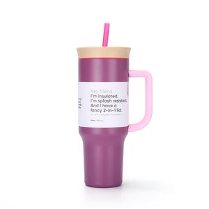 Vaso Térmico Portátil de Acero Inoxidable 304 con Logotipo, Elegante, para Viajes, Coche, Café, Agua, con Asa y Pajita - Product Image 2