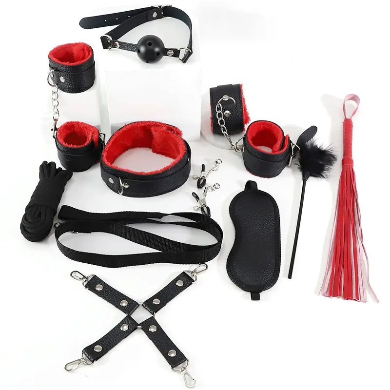 Tùy chỉnh 10pcs sang trọng da SM bondage Fetish Kit vài quan hệ tình dục trò chơi màn dạo đầu Tán Tỉnh quan hệ tình dục đồ chơi Trung Quốc bondage da SM Set