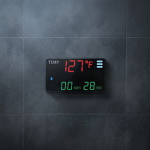 Système de douche thermostatique mural noir 8 pouces avec jet massant, robinet de douche carré en laiton doux à poignée unique, design moderne - Product Image 4
