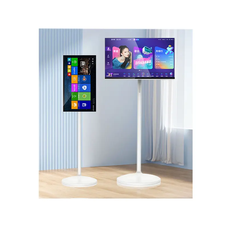 شاشة عرض عمودية 27 بوصة تدعم التلفاز 1920x1080 شاشة أرضية تلفاز ذكي شاشة عرض LCD إشارات إعلانية رقمية داخلية