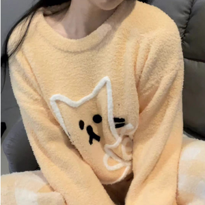 Ensembles de vêtements de nuit 2025 demi velours hiver pyjamas femmes épaissi coton <span class=keywords><strong>fille</strong></span> dessin animé décontracté doux pyjamas - Product Image 5