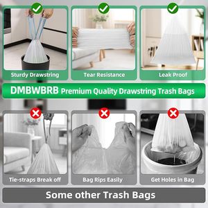 240 counts Blue <b>drawstring</b> garbage <b>bag</b> heavy duty unscented HDPE LDPE material trash <b>bag</b> recycled leakproof <b>waterproof</b> - Product Image 6