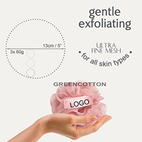 Éponge de Douche Personnalisable avec Logo, Ensemble de Puffs de Douche Naturels Recyclés, Exfoliant Corporel pour le Bain et la Douche, Élimination des Peaux Mortes
