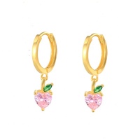 Gemnel zircons de couleur vive, breloque de fruit, carotte, pêche, pastèque, raisin, pendentif, cerceau, boucles d'oreilles pour filles