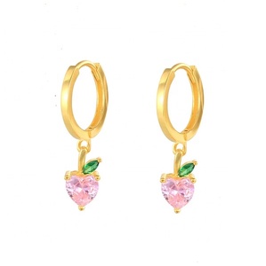 Gemnel zircons de couleur vive, breloque de fruit, carotte, pêche, pastèque, <span class=keywords><strong>raisin</strong></span>, pendentif, cerceau, boucles <span class=keywords><strong>d</strong></span>'oreilles pour filles - Product Image 5