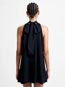 ชุดเดรสมินิเดรสผ้าซาตินอีโค่ ดีไซน์คอวีแขนกุด แต่งระบายชายกระโปรง พร้อมสายปรับระดับได้ เหมาะสำหรับออกเดท - Product Image 3