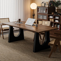 Table à manger moderne, design contemporain simple, finition noyer, pour salon, mobilier de maison