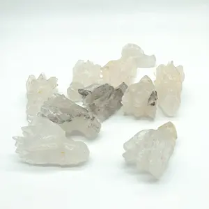 Kristaller toptan toplu kristaller şifa taşları oyma kristal ejderha kafası ev dekorasyon için