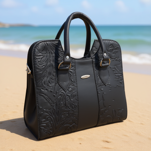 Sac à main Fana Thaliss en cuir de vachette noir, deux sangles, grande capacité, fermeture à rabat, sac fourre-tout décontracté pour la plage - Product Image 2