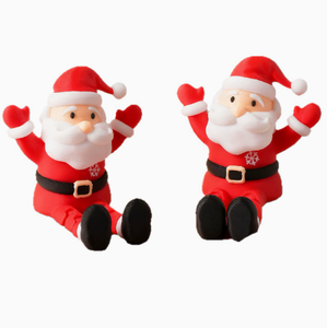 Figurine de Père Noël en résine, agitant la main, assis sur une boîte cadeau, décoration de table de Noël - Product Image 4