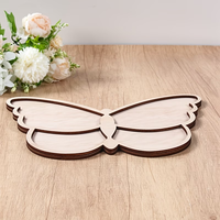 Plateau de service en bois de forme papillon de qualité supérieure, plateau à collation divisé en 4 sections pour les fêtes, dessert, bois artisanal durable
