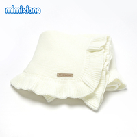 Oferta Especial Mimixiong - Mantas Tejidas para Bebé Recién Nacido con Volantes y Bordado Personalizado
