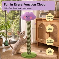 Maisonnette compacte pour chat à motif floral avec griffoir en sisal en forme de nuage moelleux et base antidérapante