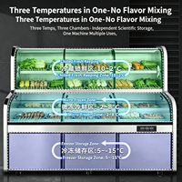 Vitrine Réfrigérée Commerciale à Double Température et Trois Niveaux, Réfrigérateur de Conservation avec Congélateur pour Restaurant