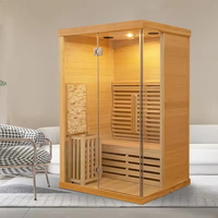Sauna Finlandesa Interior para 2-3 Personas, Diseño Moderno, Calefacción Eléctrica, Panel de Control Computarizado, Sauna de Madera