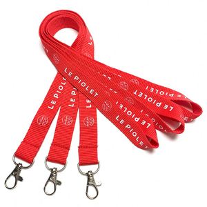 Double Sided Polyester Twill Lanyard Custom Jacquard Ribbon Personalized Logo Red Woven Fabric Lanyard - Product Image 1