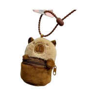 Étui pour écouteurs, porte-clés, breloque, petit jouet en peluche et porte-monnaie, motif panda et capybara mignons de style dessin animé en bambou