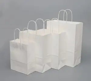 Bolsa de papel de artesanato, bolsa de papel de artesanato branca reciclável