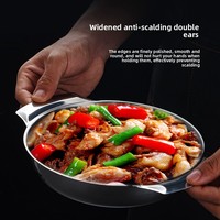 Panci Paella Stainless Steel Warna Emas, Baki Sajian Komersial dengan Pegangan Ganda, Aman untuk Microwave, Promo Hot Sale